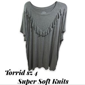 TORRID Super Soft Knits Ruffle Front Tee | Size 4